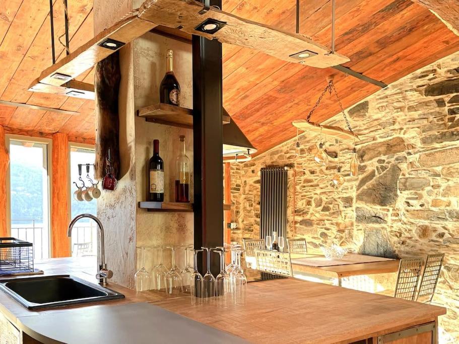 Romantic Home Stone With Amazing View Lake Of Como And Oleandra Laglio Kültér fotó